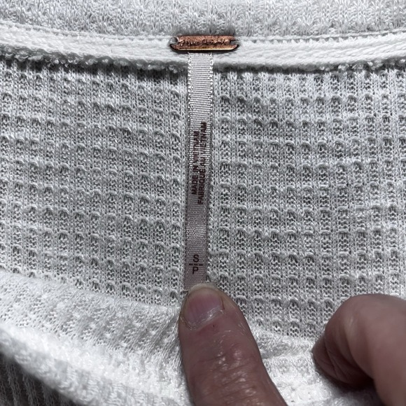 Free People womens size S Casual Clash Balloon Sleeve Waffle Knit Thermal Top - Picture 4 of 10